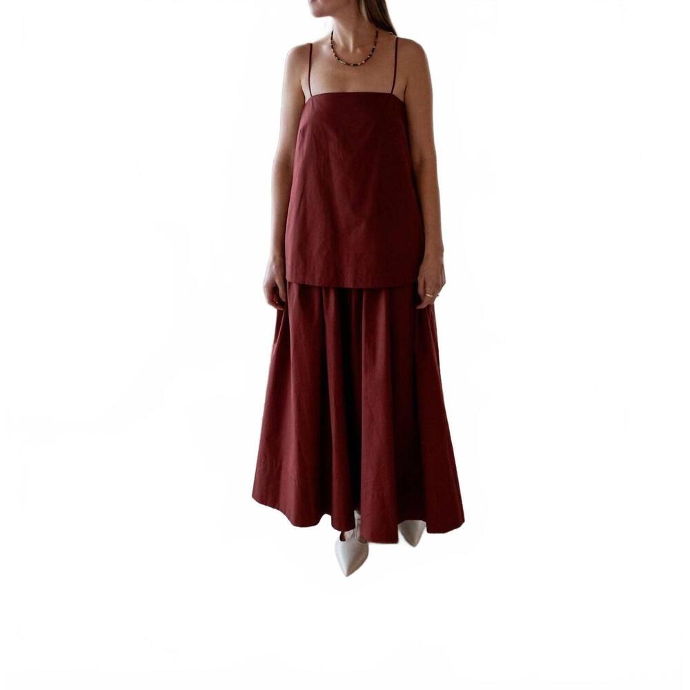 NEW HOUSE OF DAGMAR cotton strap maxi dress in red